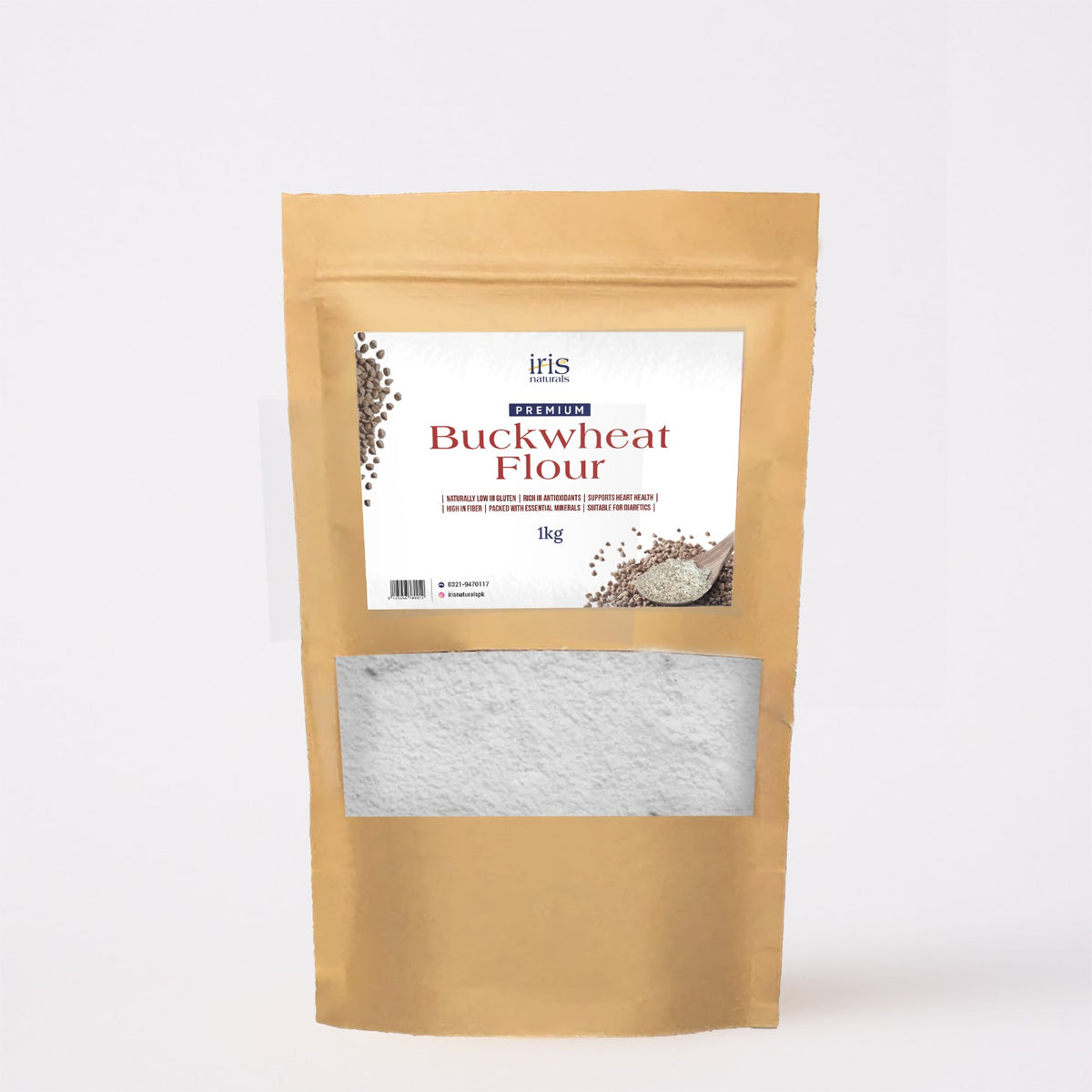 Buckwheat Flour by Iris Naturals / بکویٹ آٹا / Kuttu Atta / 1kg